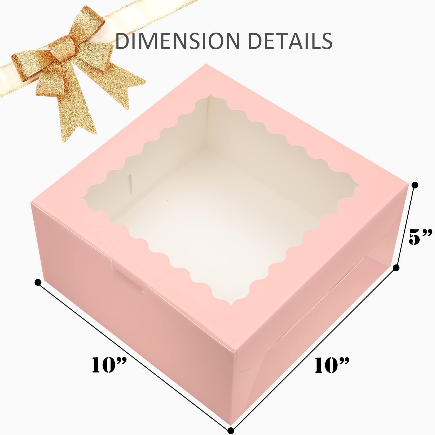 25.4X25.4X12.7 Cake Box, Pink and White Cake Box with Window Cake Containers (10 * 10 * 5 Inch) 8Pcs image number 1