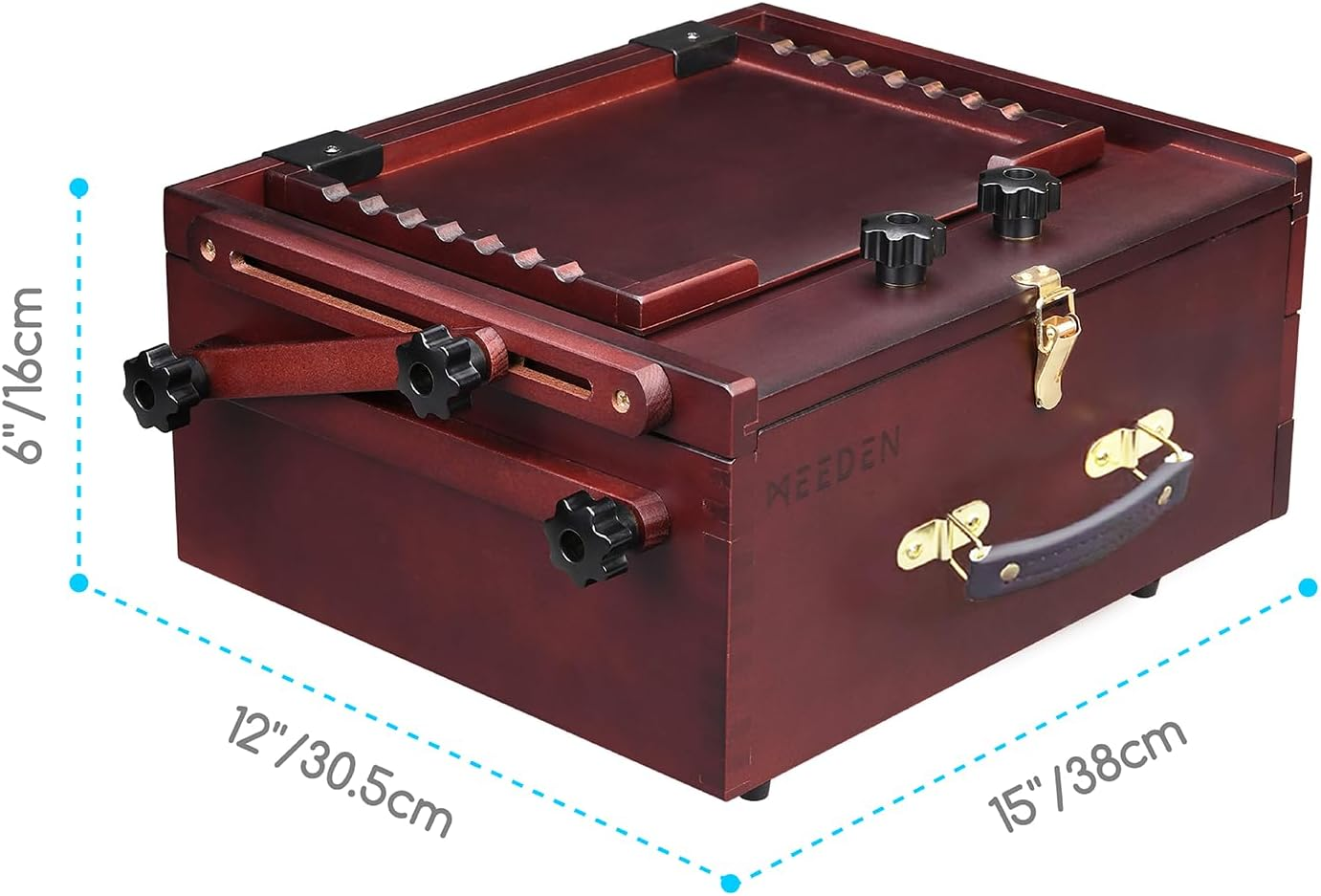 MEEDEN Plein Air Easel, Portable Tabletop Easel for Painting, Aluminum Travel Tripod with Nylon Carry Bag, Tripod Easel Stand for Displaying Outdoor - Light Walnut image number 3