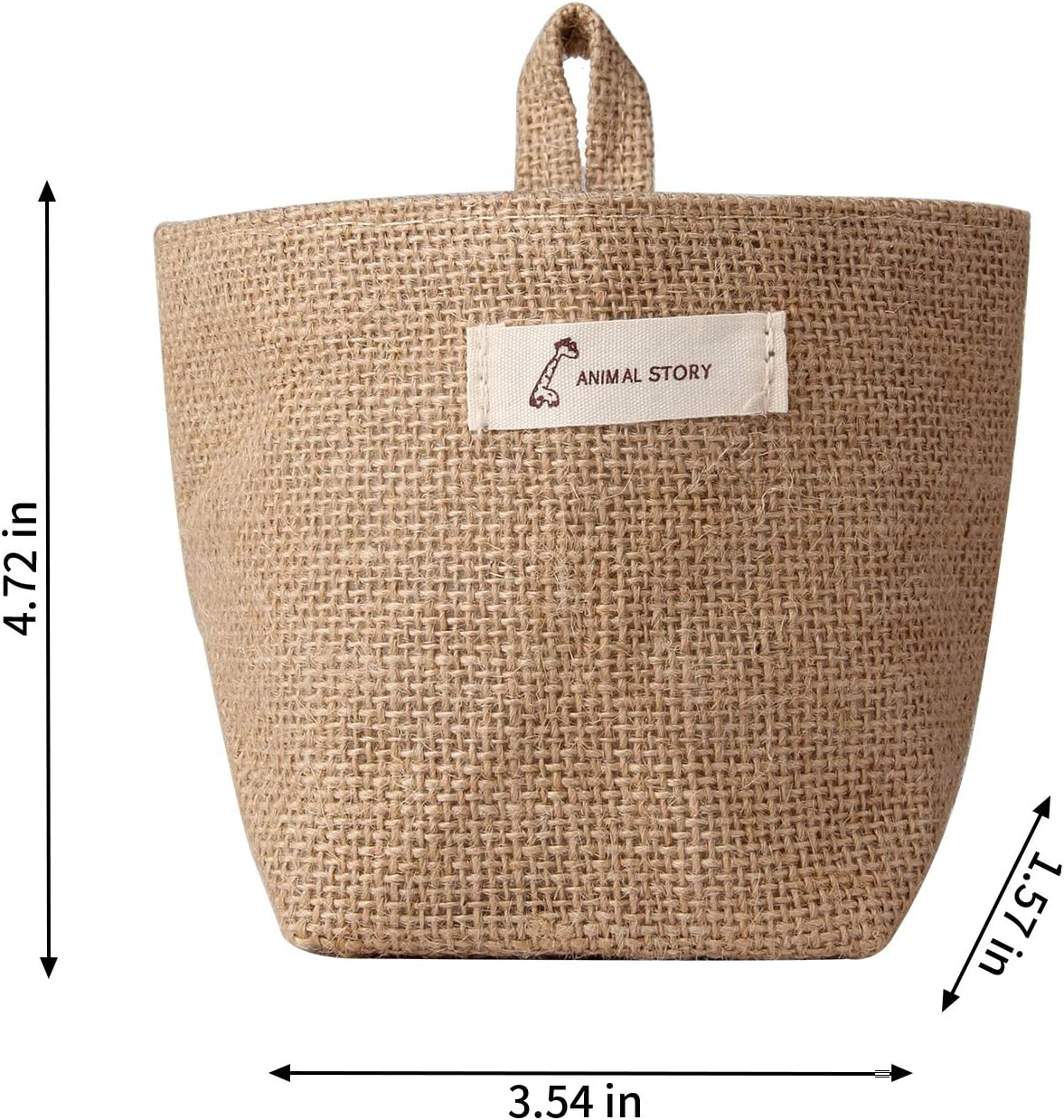 JIAKAI 4Pcs Mini Hanging Storage Bag，Cotton Linen Small Storage Basket Decor Bin Bag with Handle, for Wall Door Closet