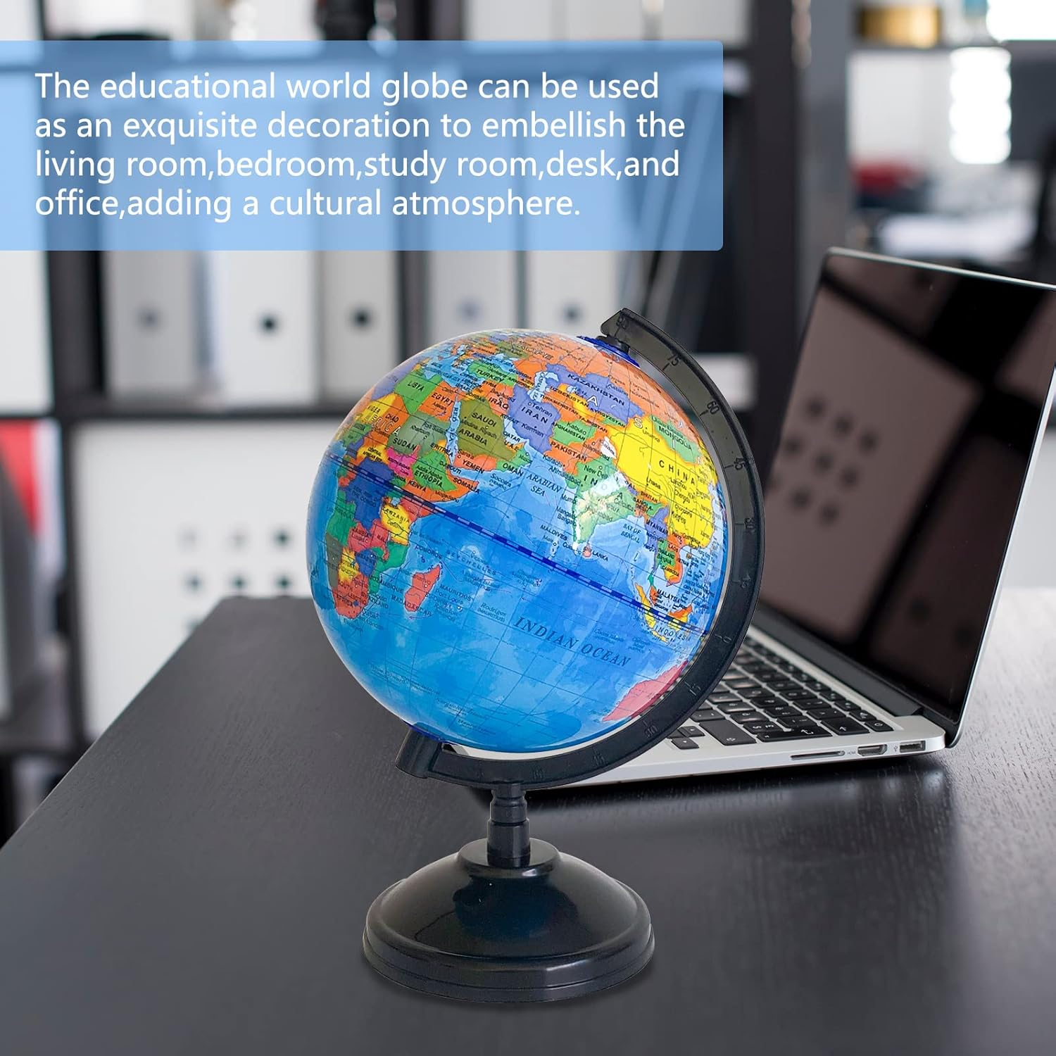 6'' Geographic World Globe for Kids - Educational with Stand, Decorative Rotating Map, Political for Classroom Geography Teaching and Kids Room Decor image number 4