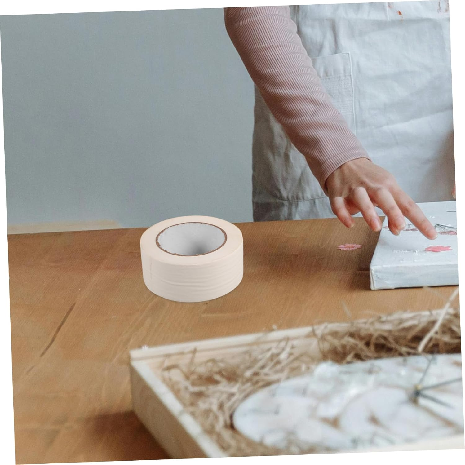 White Masking Tape with Writable Surface High Temperature Resistant Multipurpose Paper Tape for Automotive Paint Masking and Decoration Protection image number 2