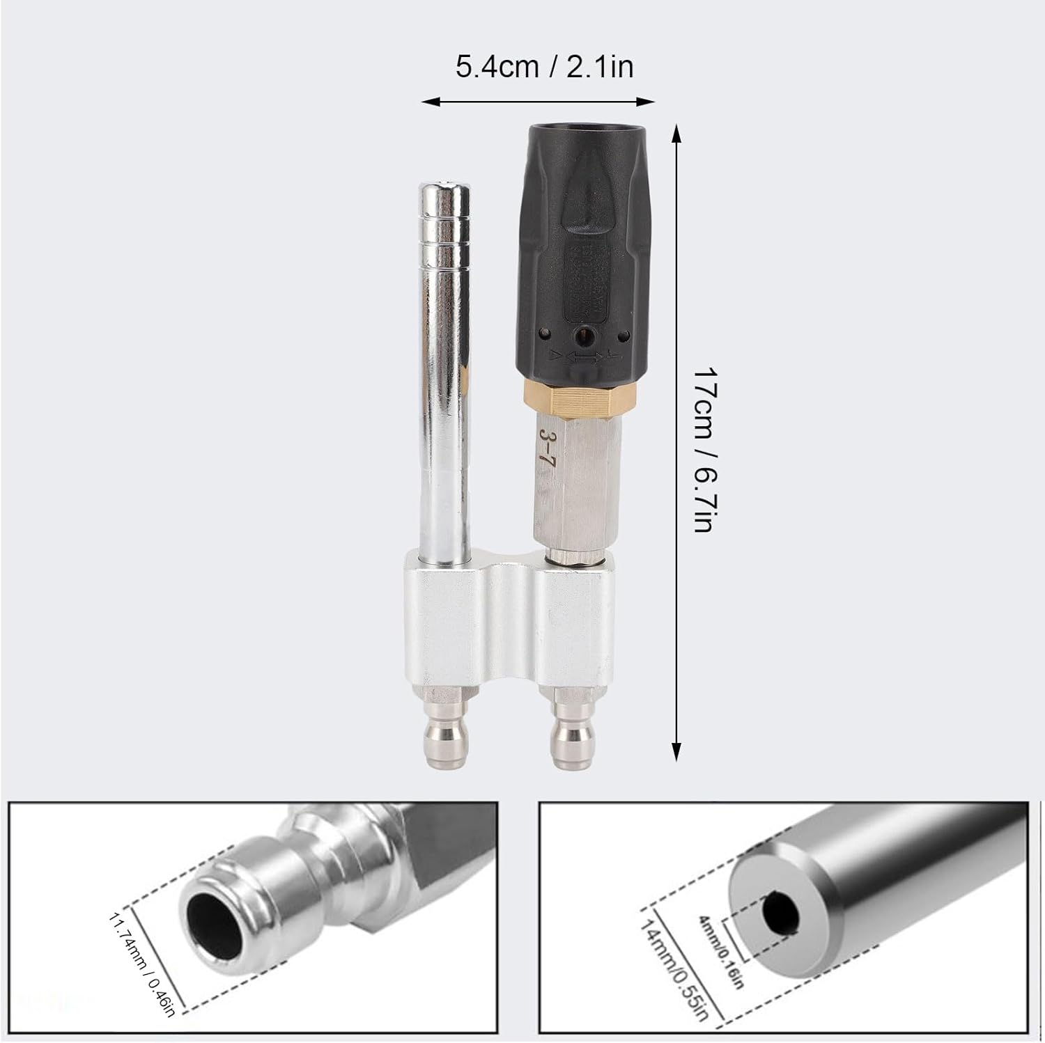 Hyuduo Pressure Washer Nozzles M5 Twist-Away Downstream Soft Wash Nozzle 1/4" Quick Connect Stainless Steel Long Reach 3-7 GPM for High Walls Cleaning with Swivel