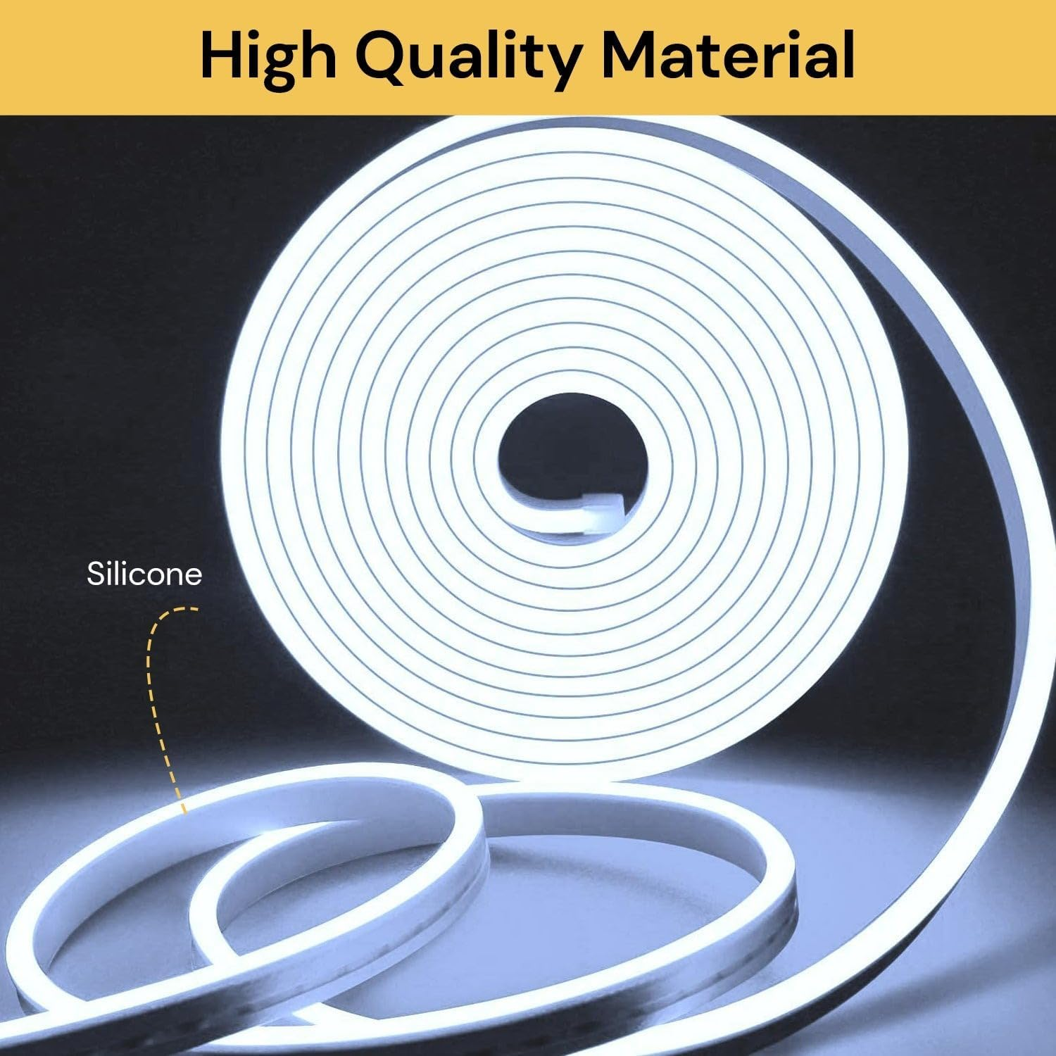 EZONEDEAL Led Neon Rope Lights, 16FT Led Strip Lights, Flexible Rope Lights, Waterproof IP65, DIY Design, Smart LED Lights for Bedroom Indoor Living Room, Bedroom, Holiday, Outdoors Decoration (White) image number 3