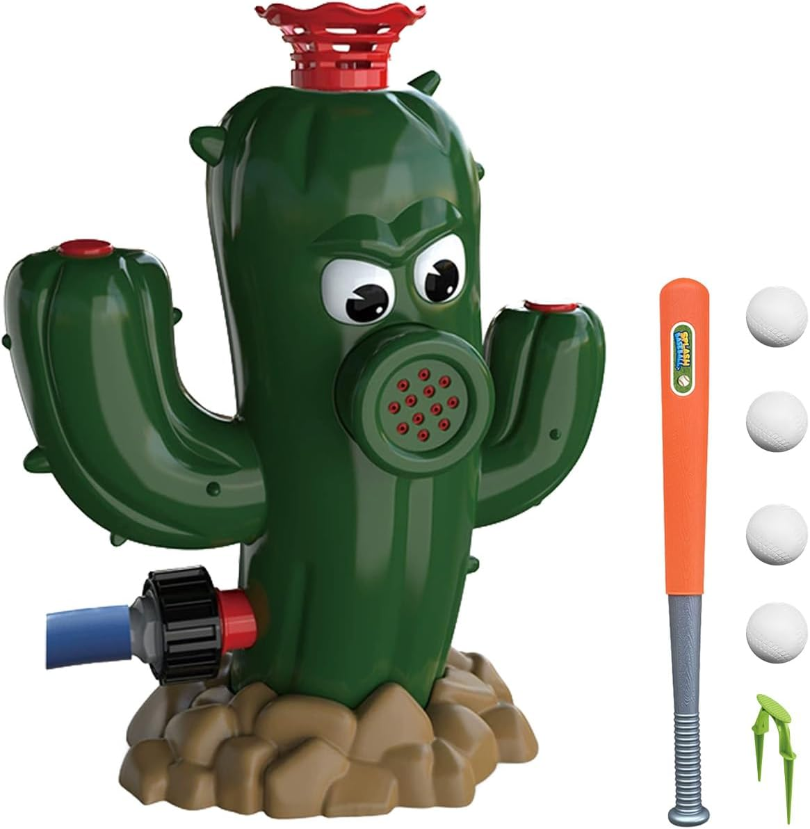 Kids Outdoor Water Sprinkler - Cactus Summer Backyard Lawn Game Spinning Sprinkler Toy - Spraying Ultra-High Water Jets, Attaches to Garden Hose, Baseball