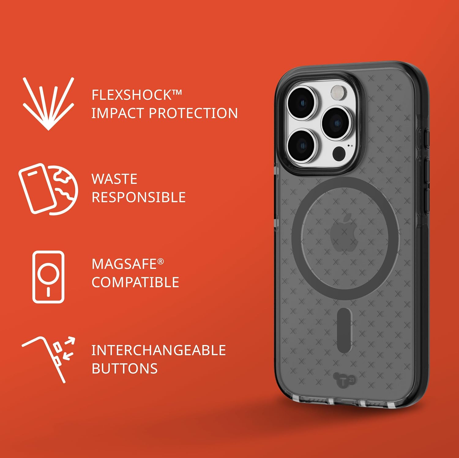 Tech21 Evo Check Case with Magsafe for Iphone 15 Pro, Smokey/Black image number 4