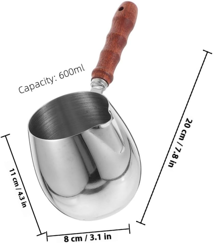 GALPADA Stainless Steel Milk Frothing Pitcher 6000Ml with Wood Handle Espresso Milk Jug for Latte Art Coffee Frother Cup Suitable for Barista and Home Use image number 4