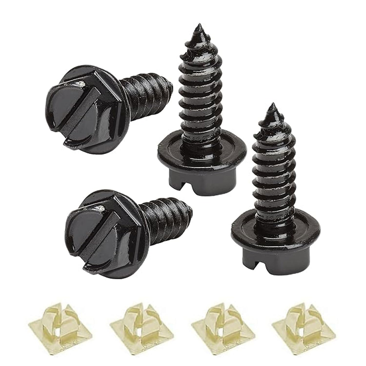 License Plate Screws with Rustproof Finish,License Plate Bolts for Domestic Vehicles - Stainless Steel Screws for License Plates +Screw Retainers(Black) image number 3