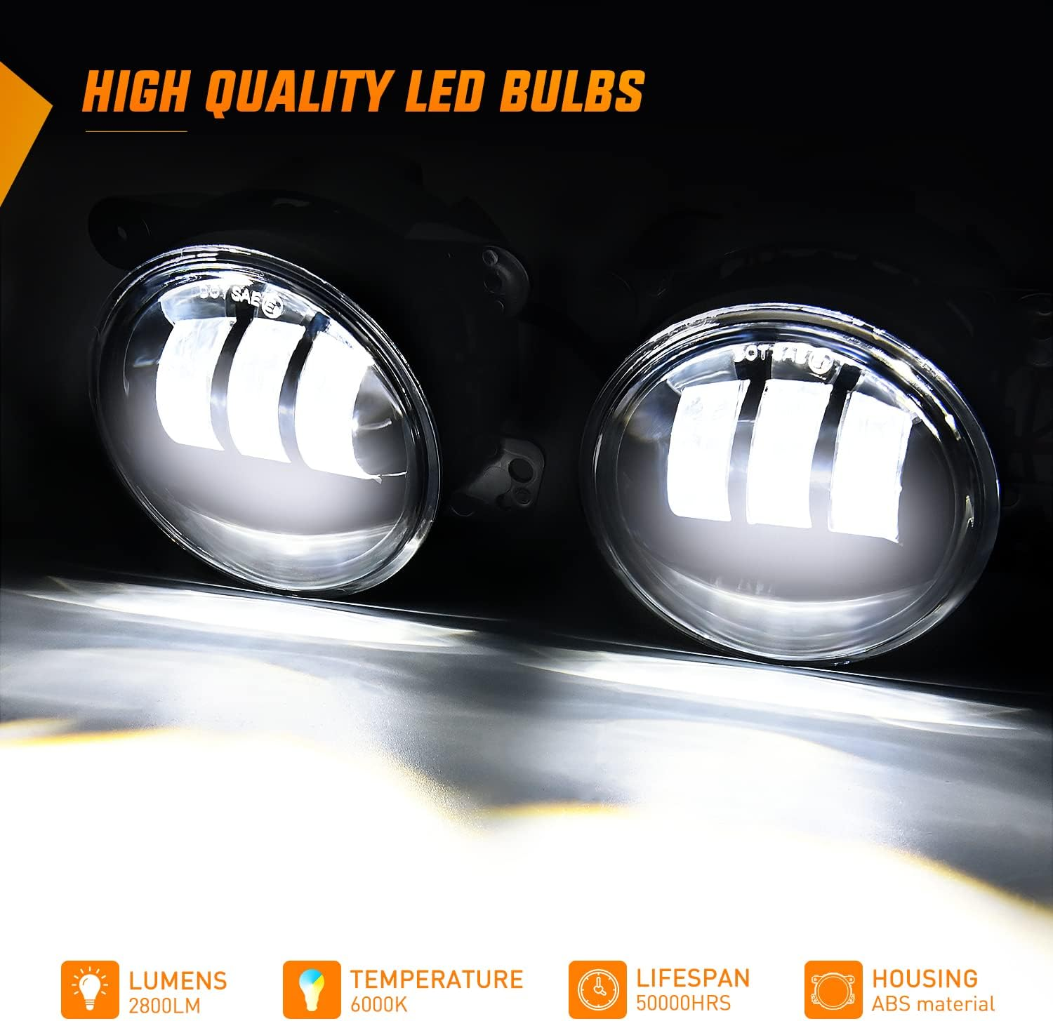 Nilight 4 Inch LED Fog Light Assembly Compatible with 2007-2018 Jeep Wrangler JK Unlimited JKU with Conversion Cables Front Bumper Replacement 60W Driving Offroad White LED Foglights image number 3