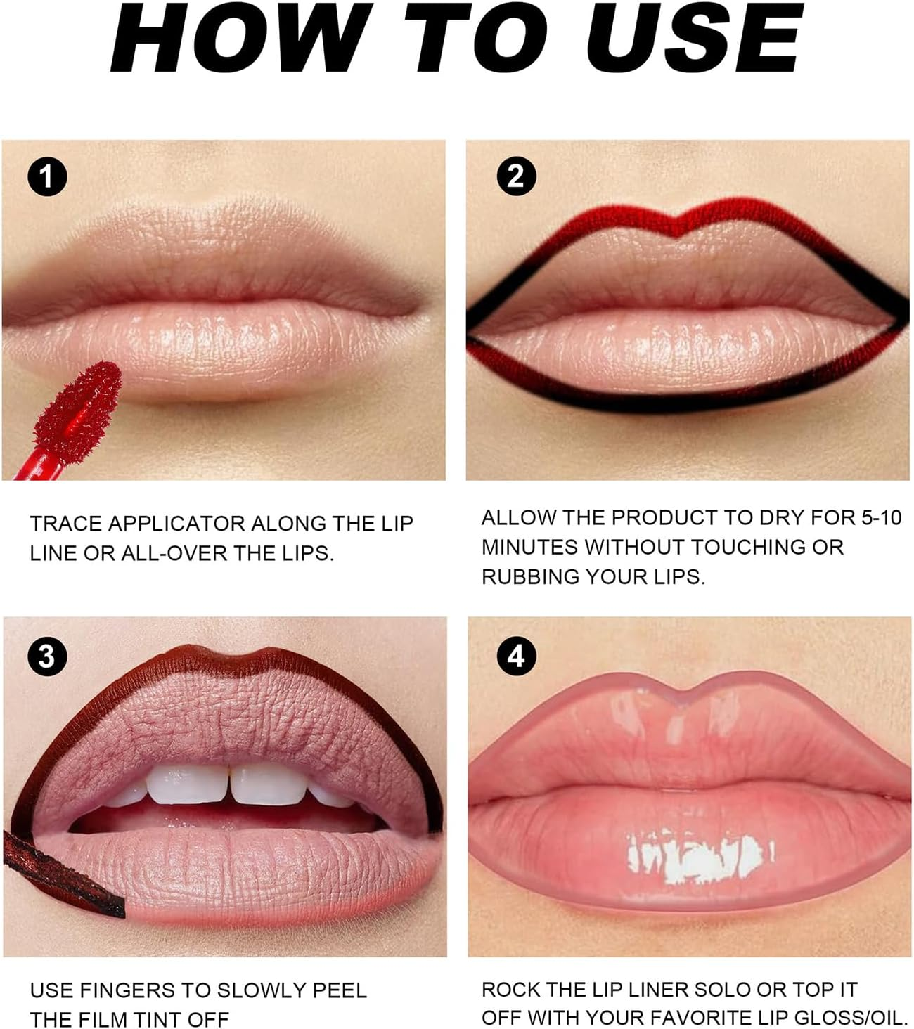 Dynaeuty 6 Pcs Peel off Lip Stain Lip Tint Set Long Lasting Waterproof Non Stick Cup Non Fade Liquid Lipstick Set, Magic Color Lip Oil Set for Women #D image number 4