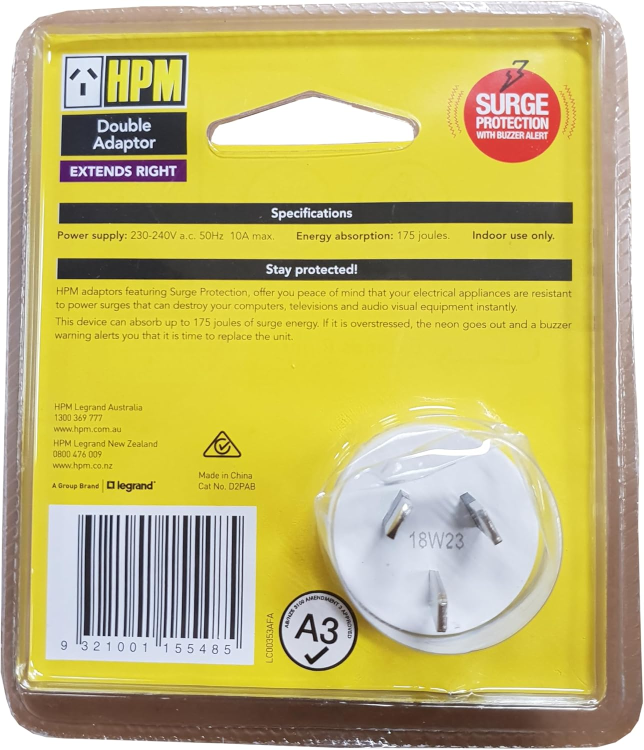 HPM Double Adaptor with Surge Protection image number 3