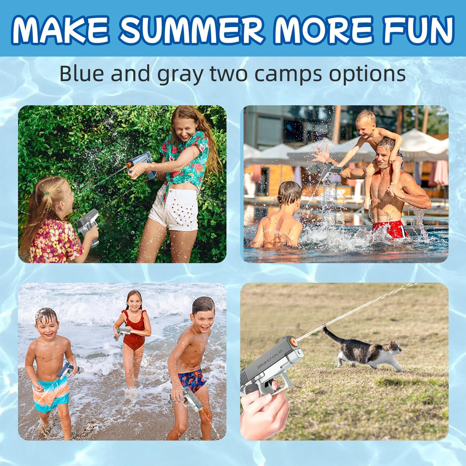 Water Gun for Kids, 2 Pack Squirt Guns Cool Small Manual Water Soaker Gun Summer Swimming Pool Beach Water Fighting Toys Water Pistol Toy Gifts for Boys Children image number 2