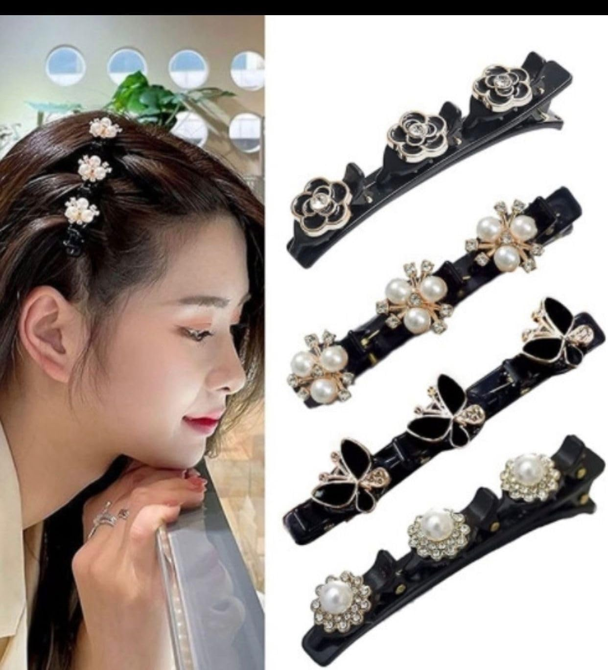 Braided Hair Clips, Sparkling Crystal Stone Braided Hair Clips, Braided Hair Clips for Women, Crystal Stone Braided Hair Clips for Thick Thin Hair Styling Sectioning (A+B+C, 12P) image number 1