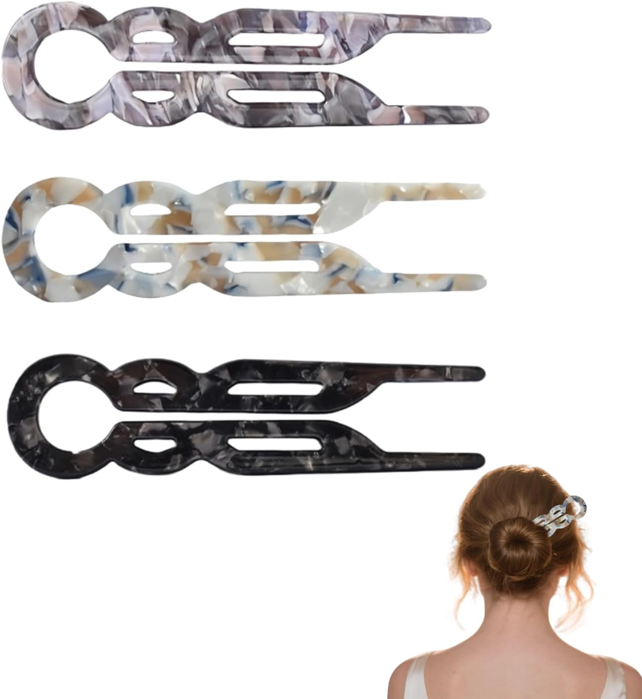 Tzylomirx 3 Pcs Lialys Hairpin - Prestige Hair Pin, U Shaped Lialysoff Hair Pins, French Hair Pin for Thick Hair, Hair Accessories