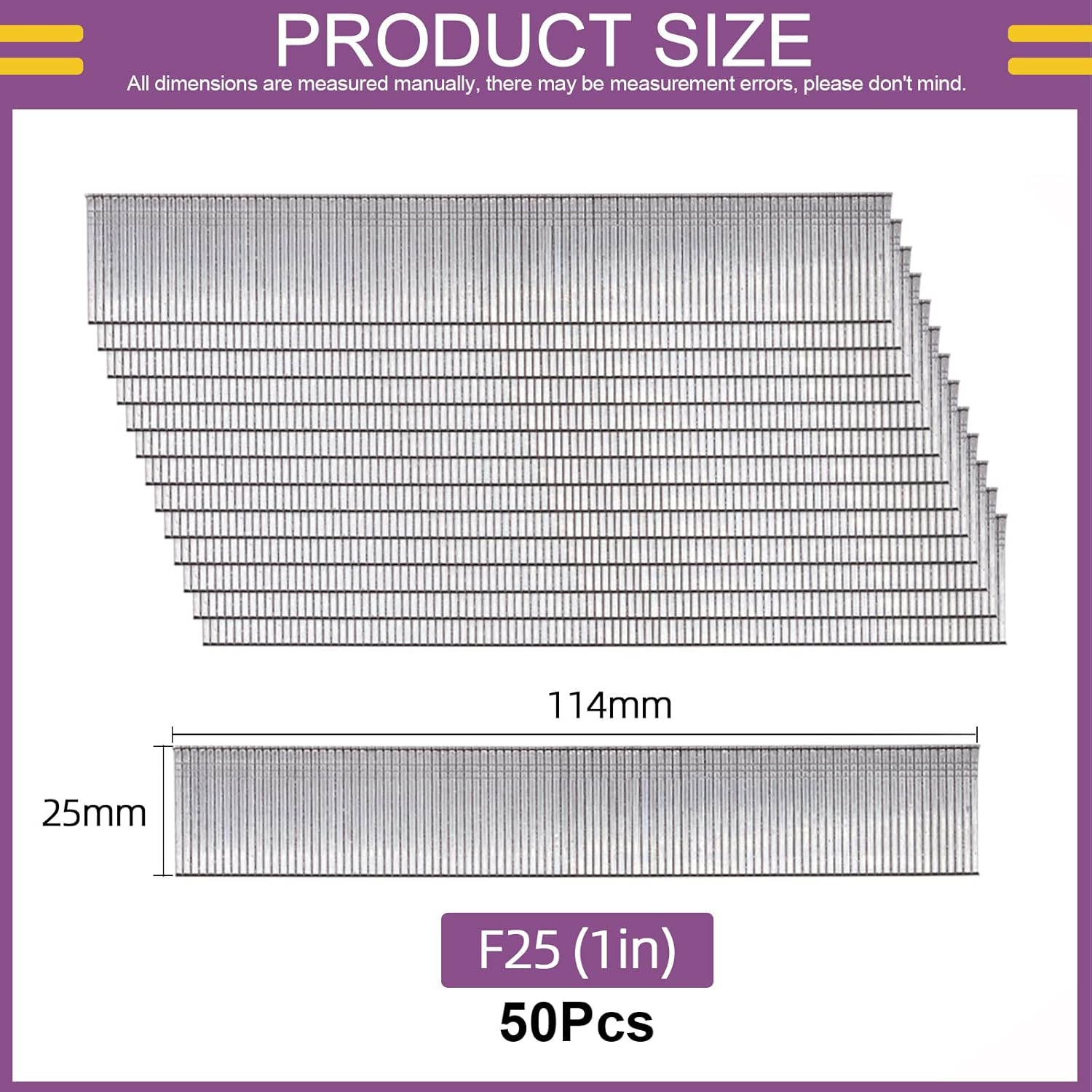 Swpeet Brad Nails Multi-Length Galvanized Straight Finishing Nail Assortment Kit (F25 (1 Inch）)