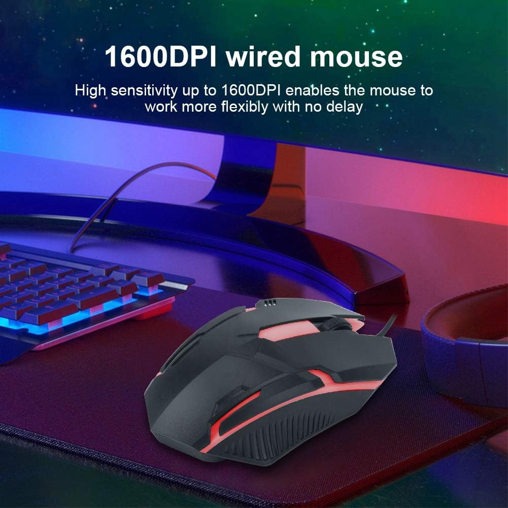 MS11 Wired Mouse 1600DPI RGB Backlit Ergonomic Gaming Mouse for Notebook, PC, Laptop, Computer - 2 Buttons +1 Wheel image number 3