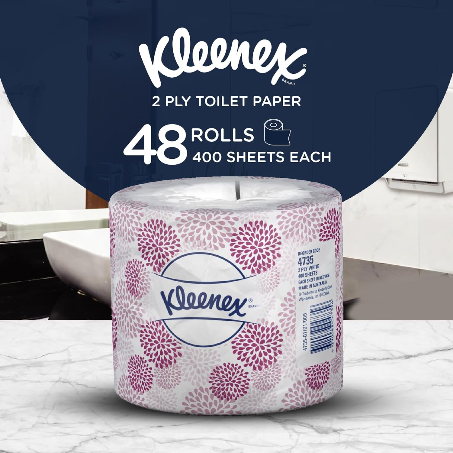 Kleenex Toilet Tissue (4735), 2 Ply Toilet Paper, 48 Toilet Rolls/Case, 400 Sheets/Roll (19,200 Sheets) image number 3