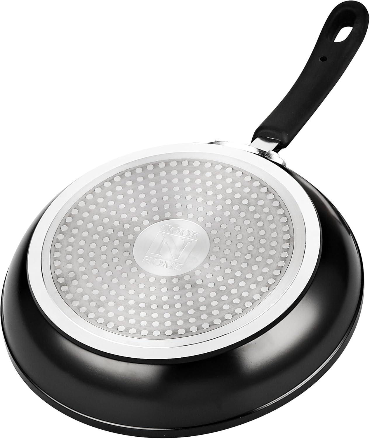 Cook N Home Professional Marble Fry Pan Nonstick, 8"/10" 12", Black image number 1