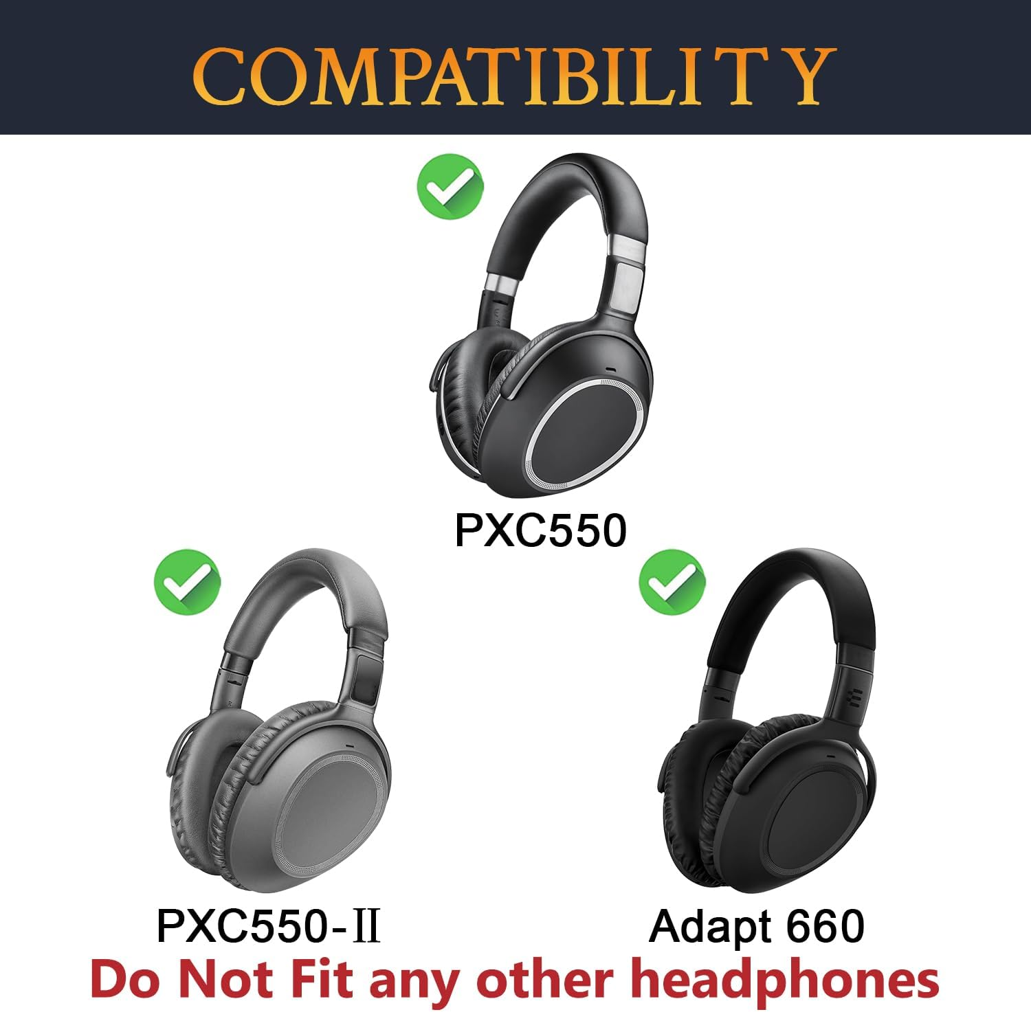 SOULWIT Replacement Headband for Sennheiser PXC550/PXC550II Headphone, Head Strap Pad Kit for EPOS Adapt 660 Headset, Head Band Top Cushion Cover Repair Part - Black