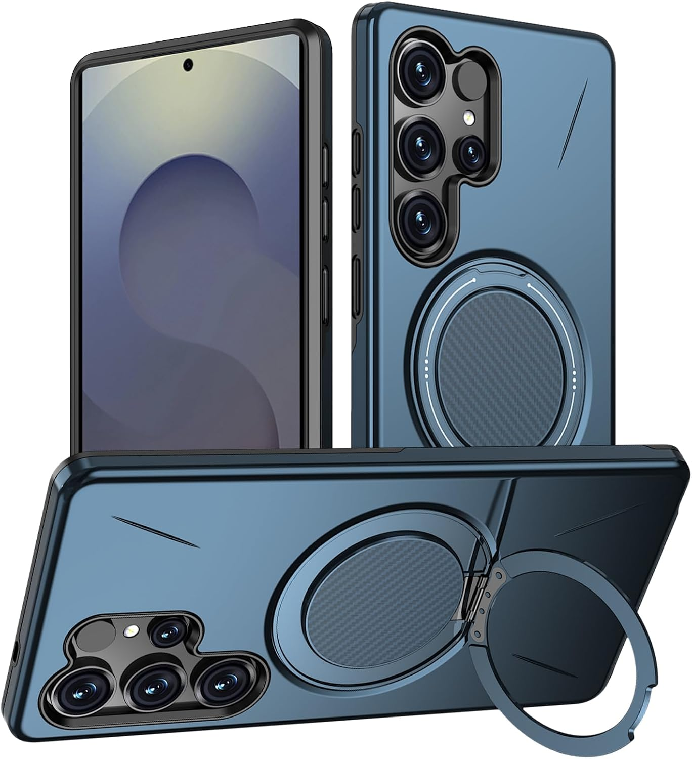 Vanki Case for Samsung Galaxy S25 Ultra Compatible with Mag-Safe Samsung S25 Ultra Mobile Phone Case Magnetic with 360 Degree Ring Stand S25U Protective Case Made of Flexible TPU and PC Double