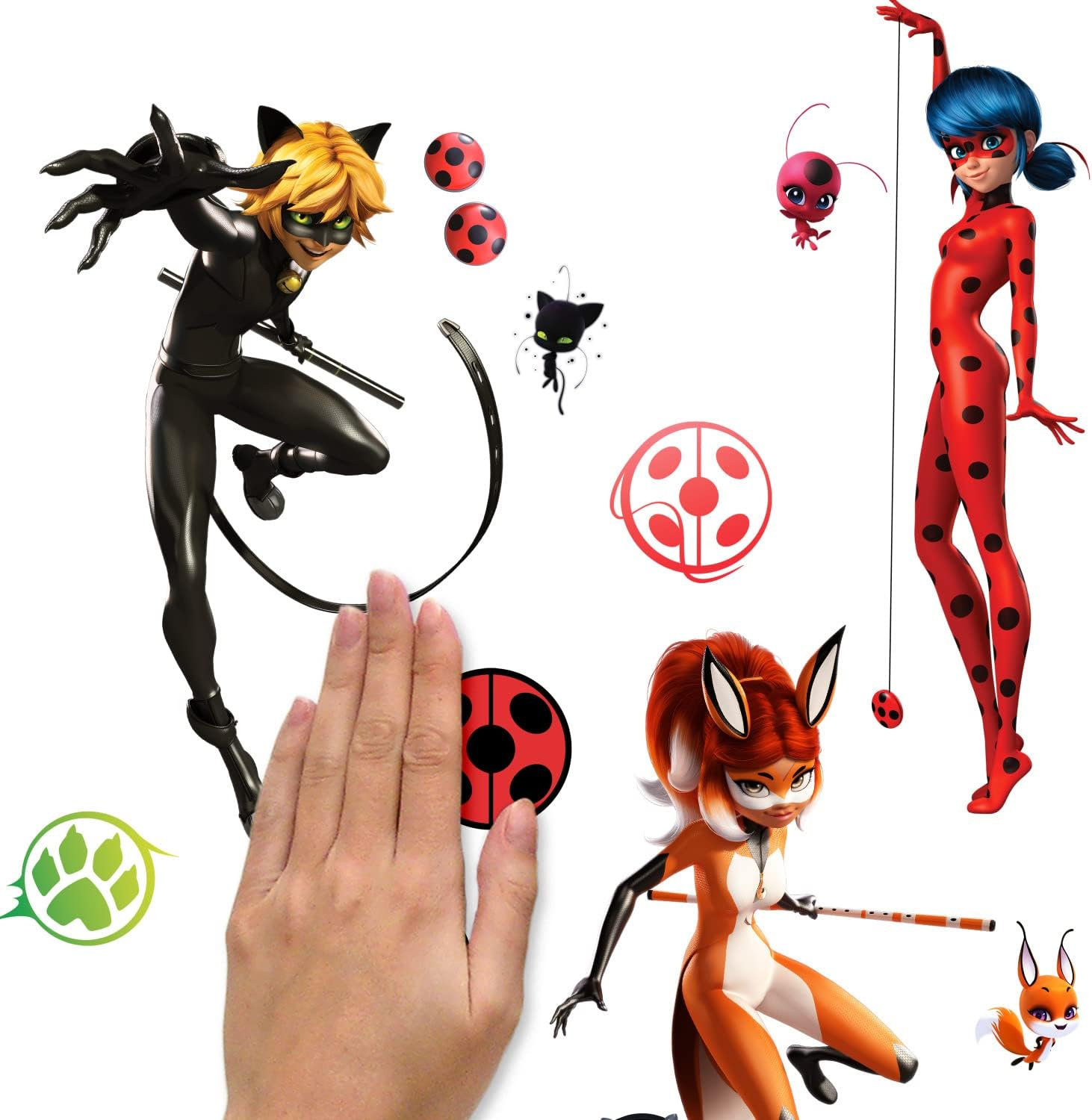 Roommates RMK5331SCS Miraculous Tales of Ladybug and Cat Noir Peel and Stick Wall Decals, Multi image number 1