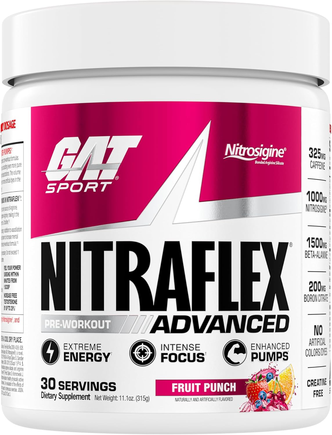 GAT Clinically Tested Nitraflex, Testosterone Enhancing Pre Workout, Watermelon, 300 Gram