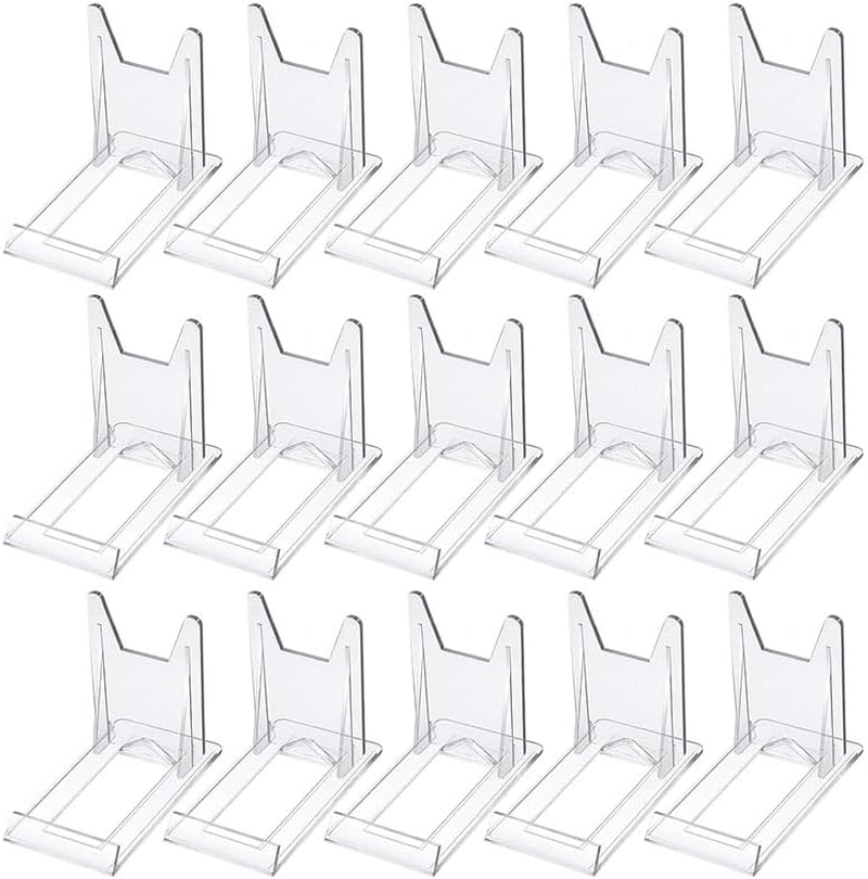 15 Pieces Clear Plastic Plate Stands,Adjustable Clear Acrylic Plastic Display Stand,Angle Plastic Display Stand Easel, Acrylic Plate Stands for Display for Home Office Festival Party Display image number 2