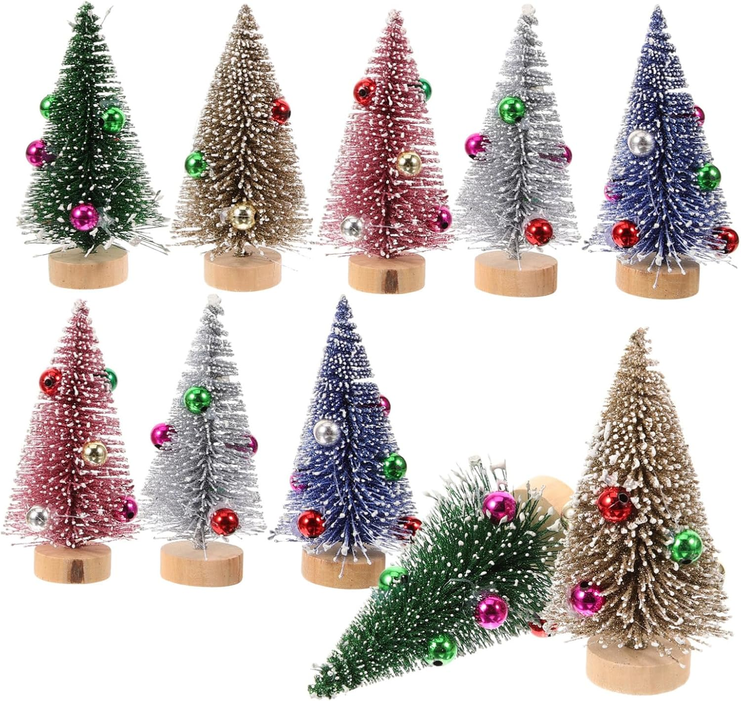 12Pcs Mini Christmas Tree Decor Xmas Ornaments for Desktop Decorations for Home Parties Landscape Scenes and Festive Atmosphere image number 5