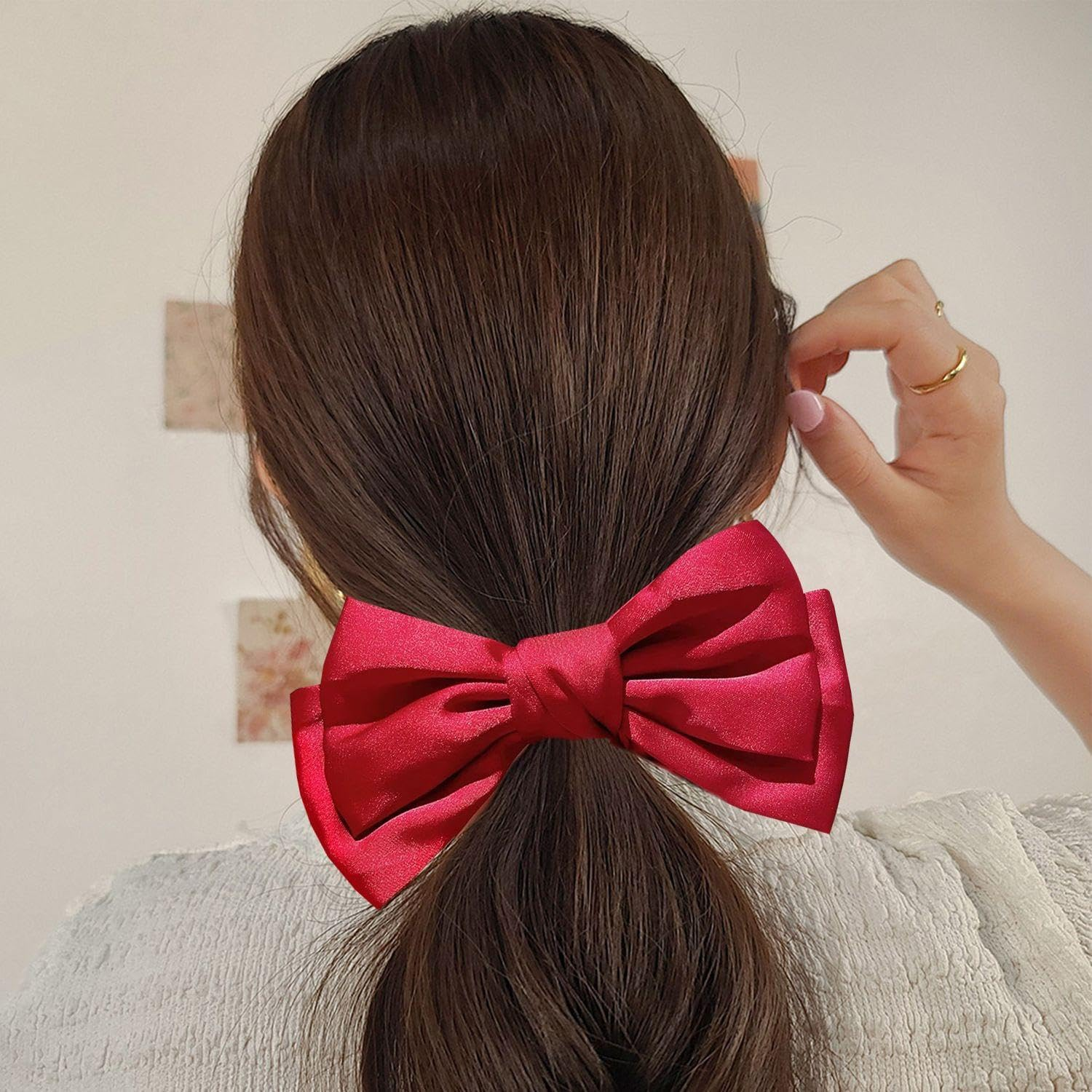 Pack of 3 Bow Hair Ties, Simple Hair Accessories, Cute Hair Accessories, Durable Elastic Hair Ties, Hair Fixing Tools image number 1