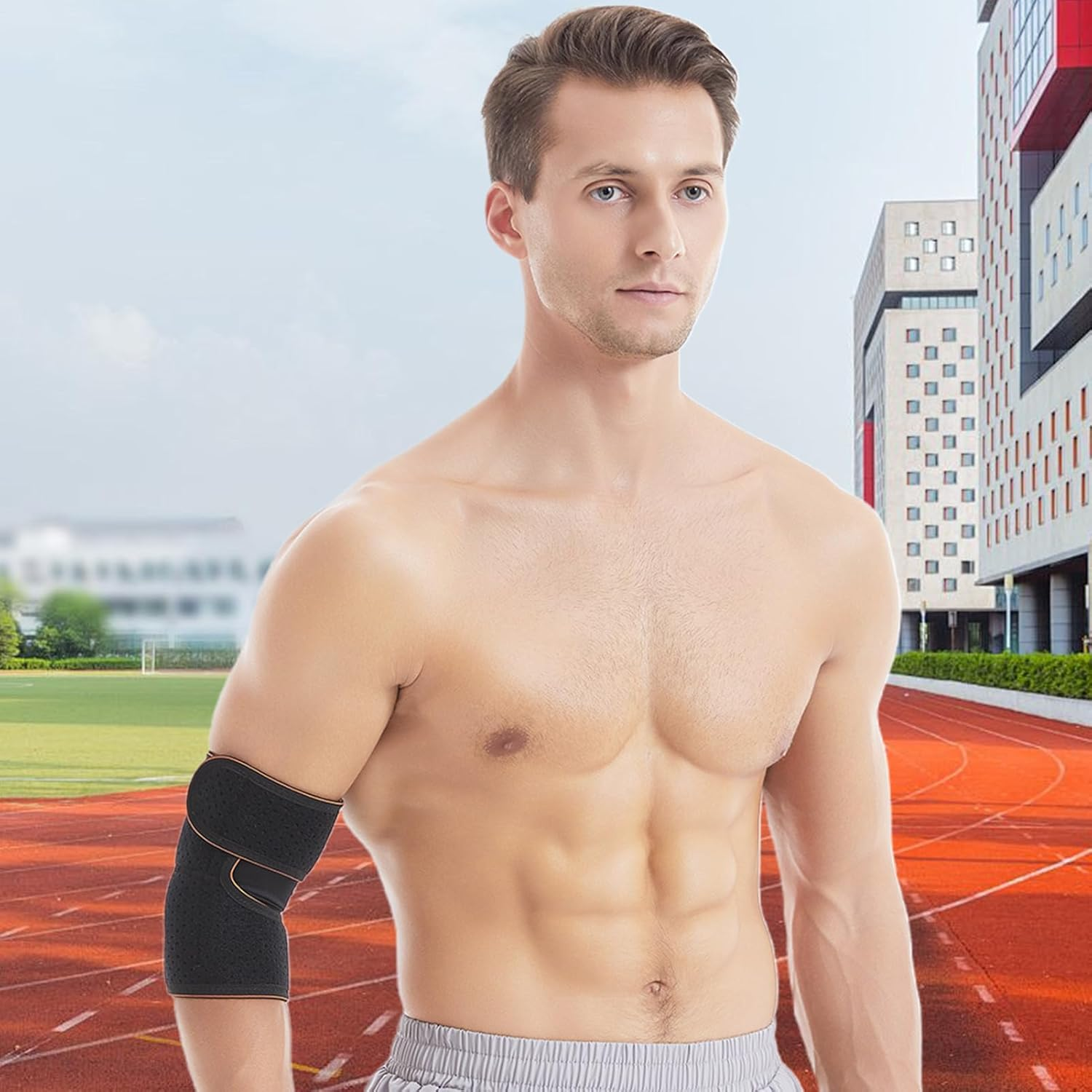 Elbow Support Sleeve - Elbow Sleeve Protection - Arm Support Brace | for Outdoor Workout Fitness Weightlifting Sports Gym Tennis Volleyball Basketball Golf Badminton image number 4