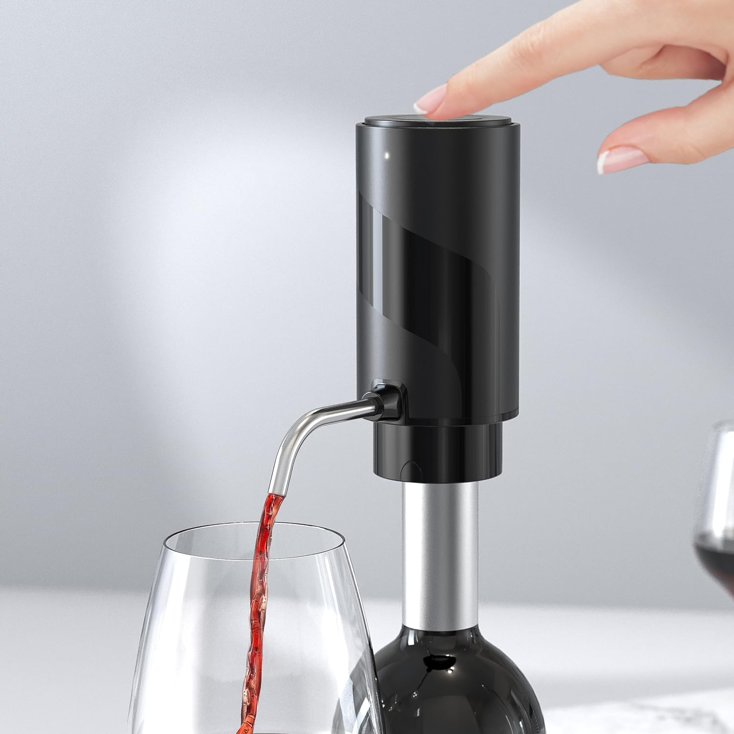 Wine Electric Wine Aerator, Portable Wine Dispenser Pump, Automatic Wine Pourer, Instant Wine Decanter, One-Touch Wine Oxidizer with Retractable Tube, for Women&Men Wine Lovers (Black) image number 3
