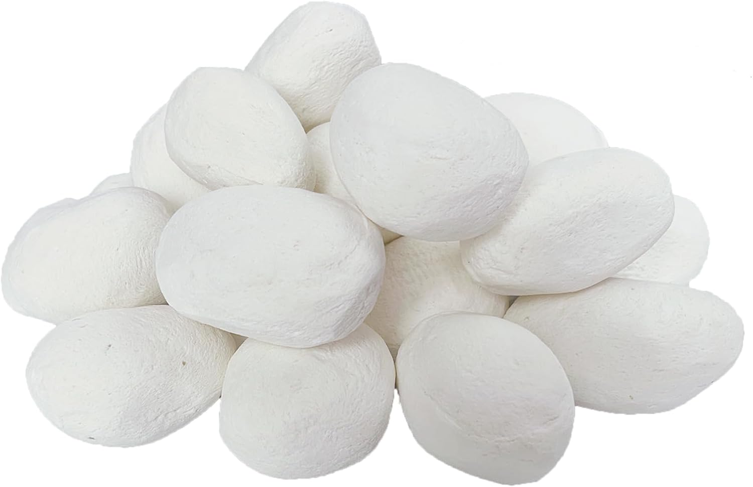 24 Gas Fireplace Pebbles, Gas Logs, round Ceramic Pebbles for Indoor Outdoor Fireplaces and Fire Pits, Decorative Landscape Stone (White) image number 4