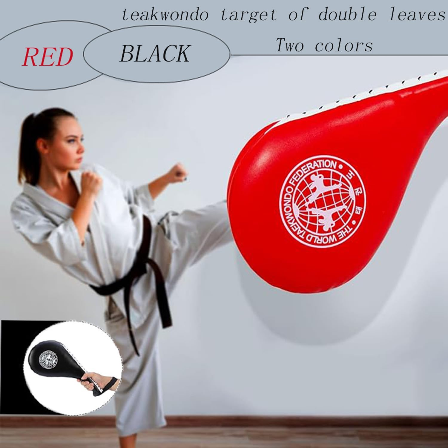 Hysgscwd 2Pcs Taekwondo Kick Pads, TKD Kicking Target Pad, Durable Practice Double Face Kick Foot Pad, Martial Arts Training Equipment Sporting Goods Paddle, Strike Boxing Pads for Kickboxing, Karate image number 2