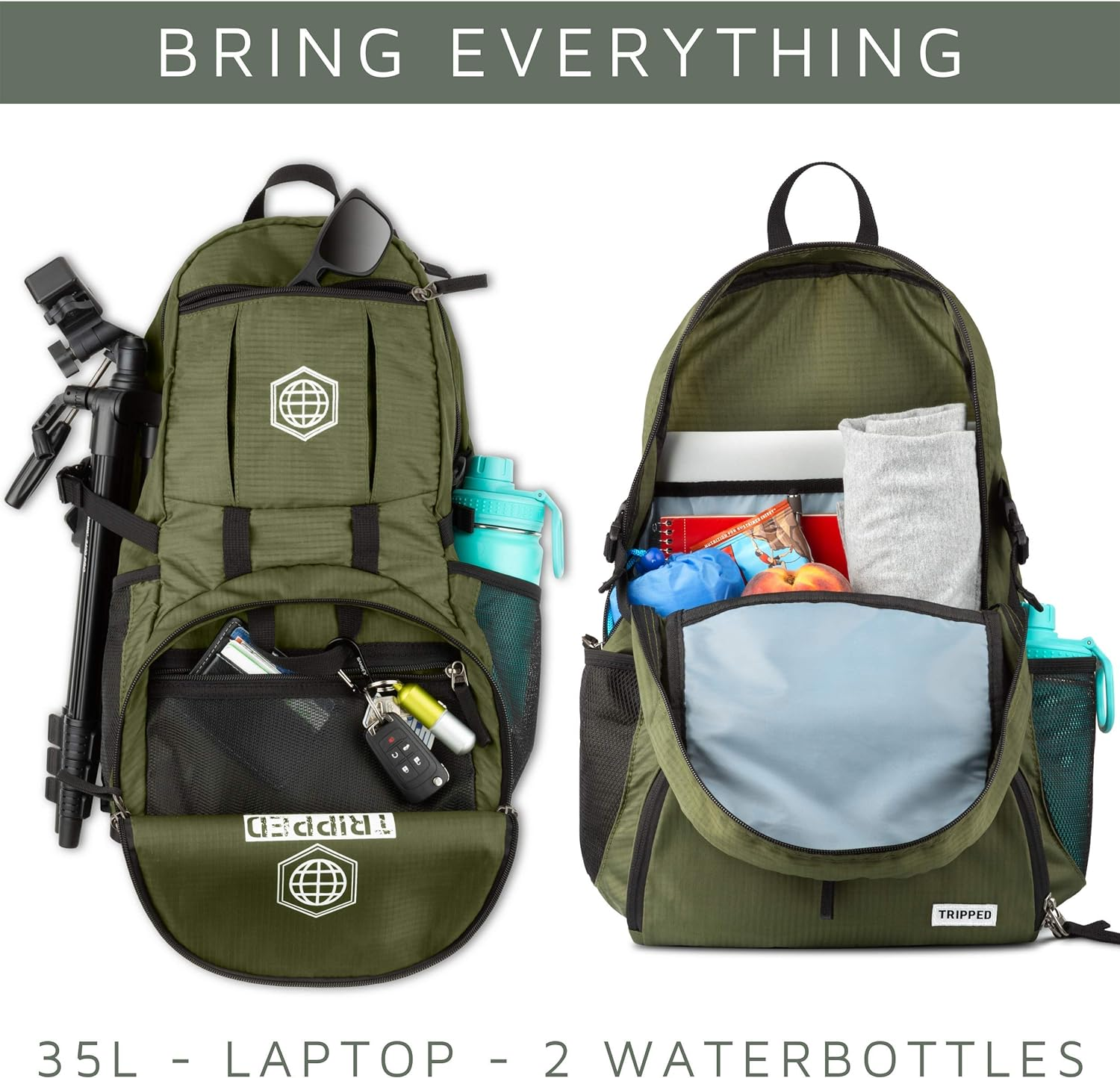 Travel Backpack- Packable Lightweight Daypack for Hiking, Gym, and Airplane - Deep Blue Sea image number 7