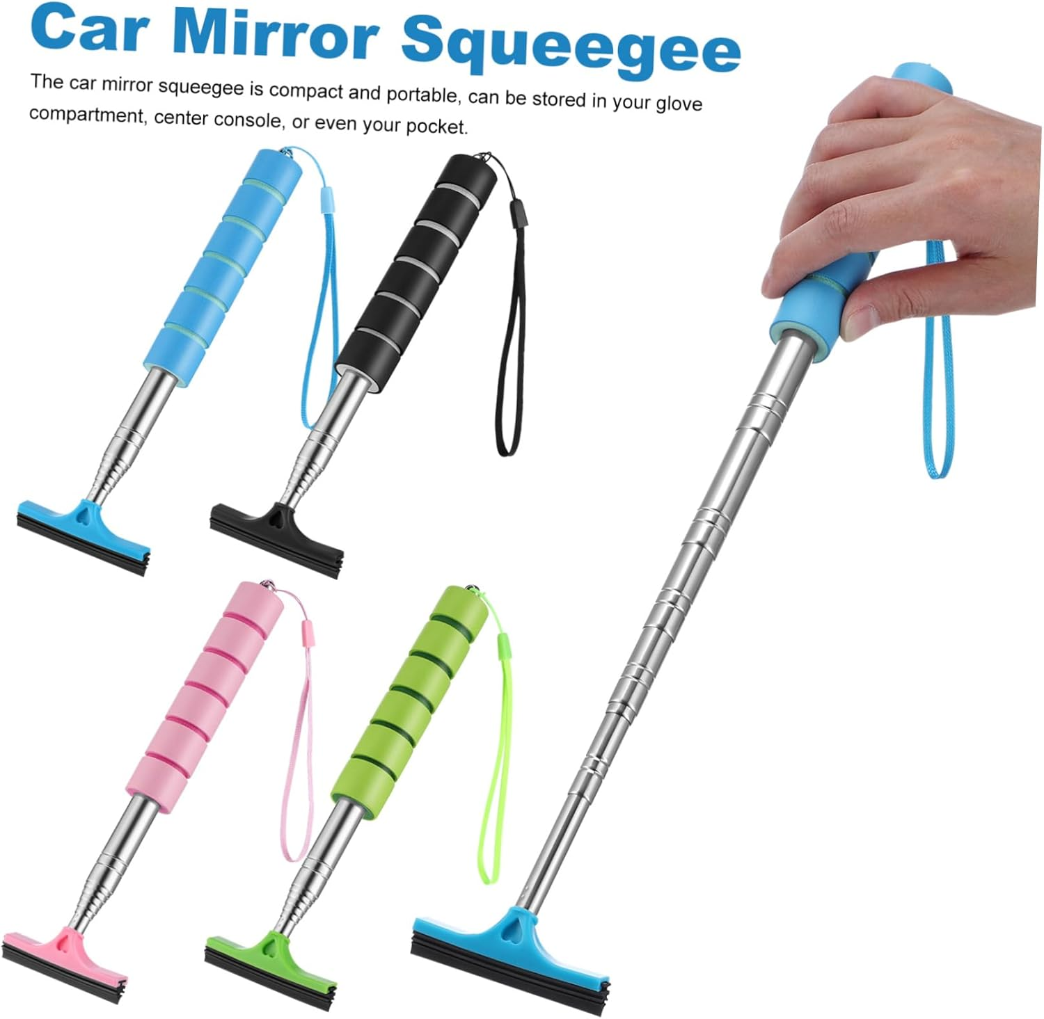 MAGICLULU Retractable Car Mirror Squeegee 4Pcs, Mini Water Wiper for Side View and Rearview Mirrors, Portable Window Scraper for Rainy and Foggy Weather Automotive Exterior Care image number 3