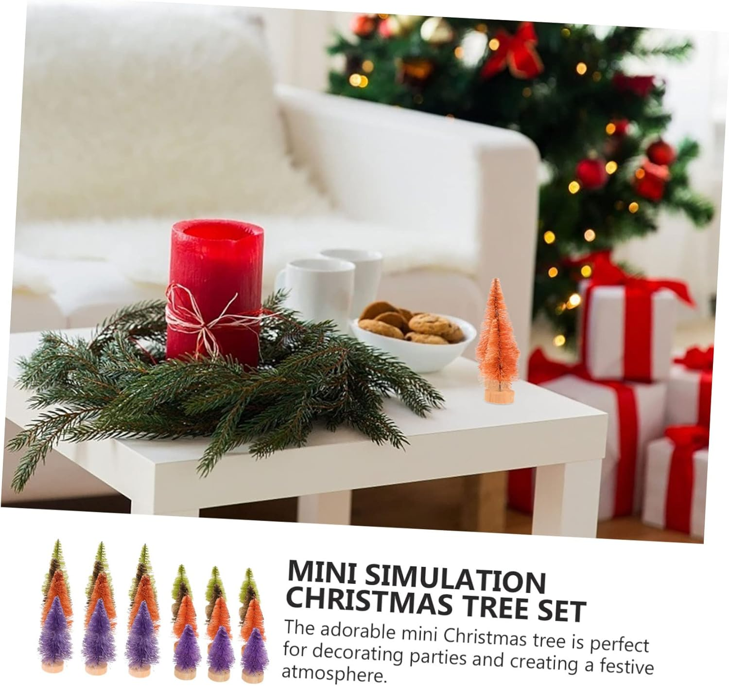 24Pcs Christmas Tree Figurine Mini Desktop Decor Artificial Xmas Trees Tabletop Ornaments for Home Party image number 1