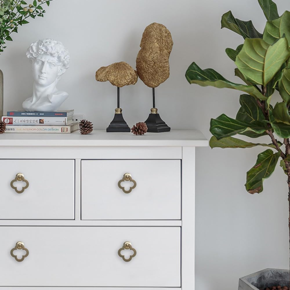 8 Pack Gold Cabinet Handles 2 Inch Drawer Knobs Zinc Alloy Single Hole Pulls and Knobs for Dresser 55Mm Brushed Gold Ring Cupboard Knobs for Drawers Cabinet Kitchen Bathroom image number 2