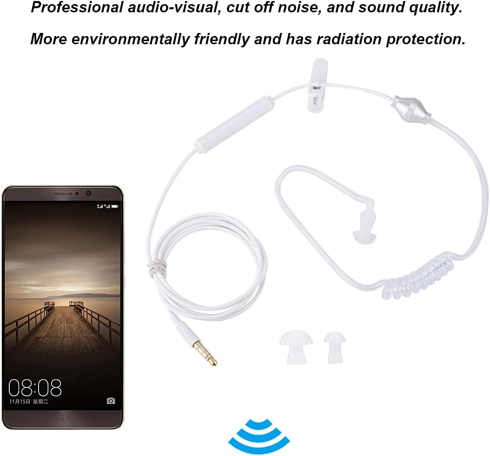 Elprico In-Ear Headsets, Professional Audio Visual Wired Air Tube Security Headsets with Microphone, White image number 5