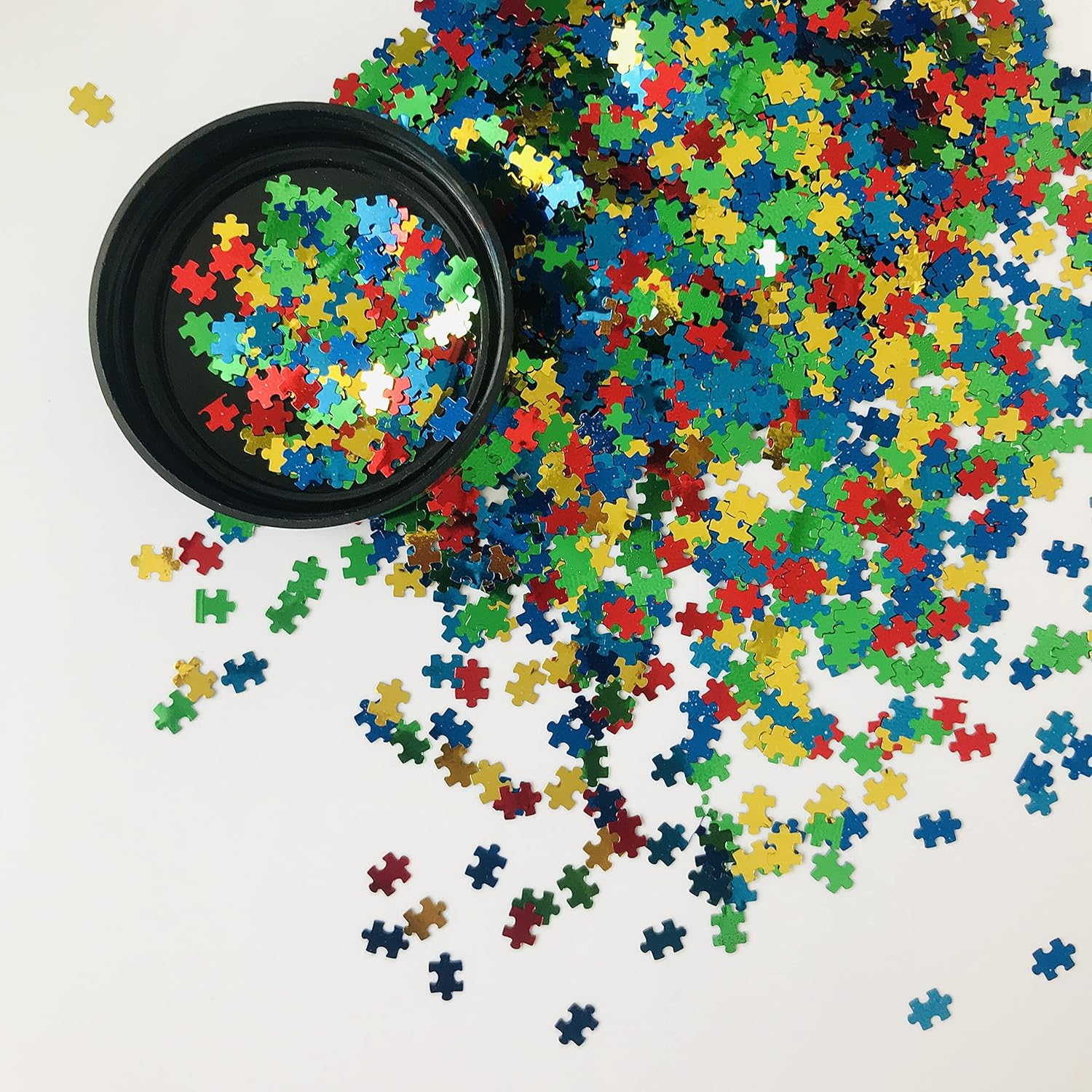 Prettyg 10 Grams/Pack - Red Green Blue Yellow Color Mixes Puzzle Shape Glitter Sequins - Festival Rave Beauty Makeup Face Body Nail Art Decoration Bp-Puzzle