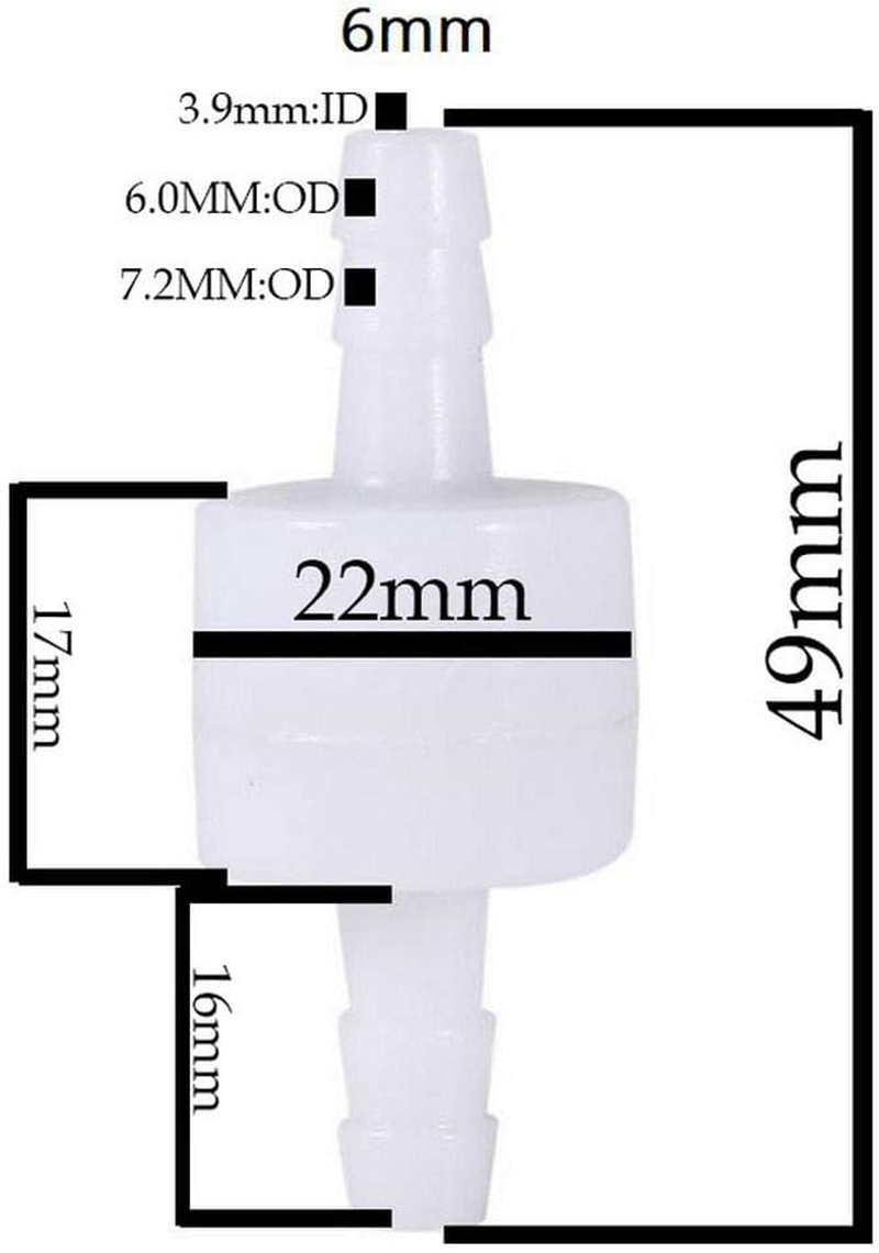 Polarlander Plastic 10Pcs/Set One-Way Non-Return Water Inline Fluids Check Valves for Fuel Gas Liquid 6Mm
