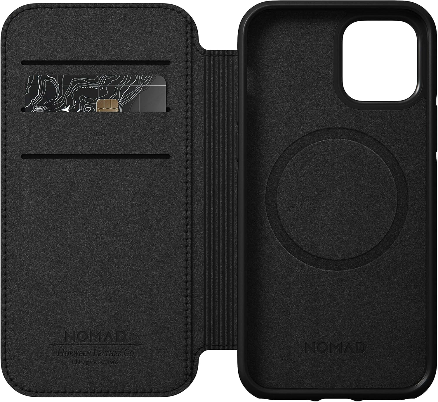 Nomad Rugged Folio Wallet Phone Case for Iphone 12 Pro - Magsafe Compatible, 10Ft. Drop Protection, Horween Leather - Rustic Brown image number 3