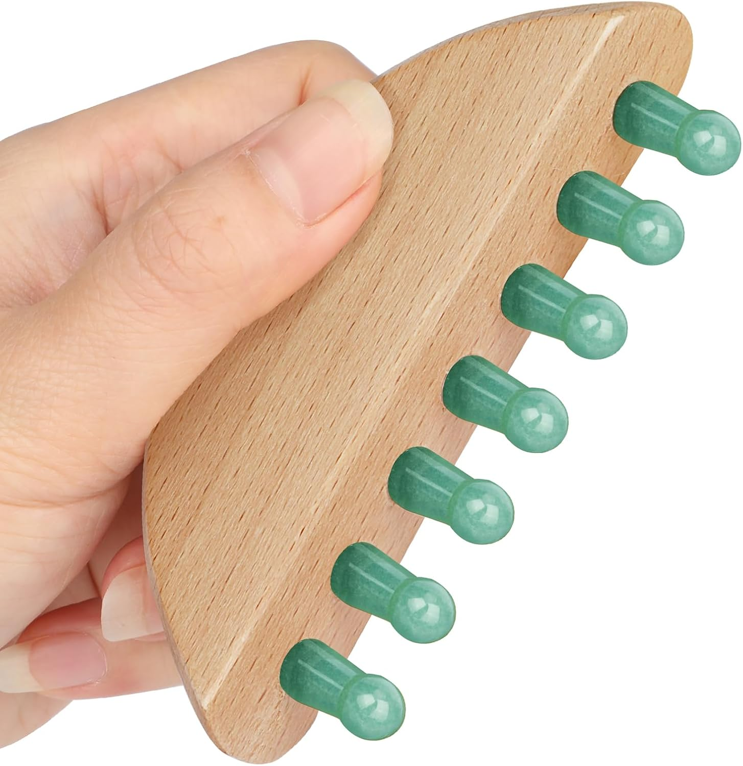 Scalp Massager,Head Scalp Comb,Rose Quartz Tooth-Wooden Comb for Head Stress Relax Massage Tool for Hair Growth Relieve Headaches