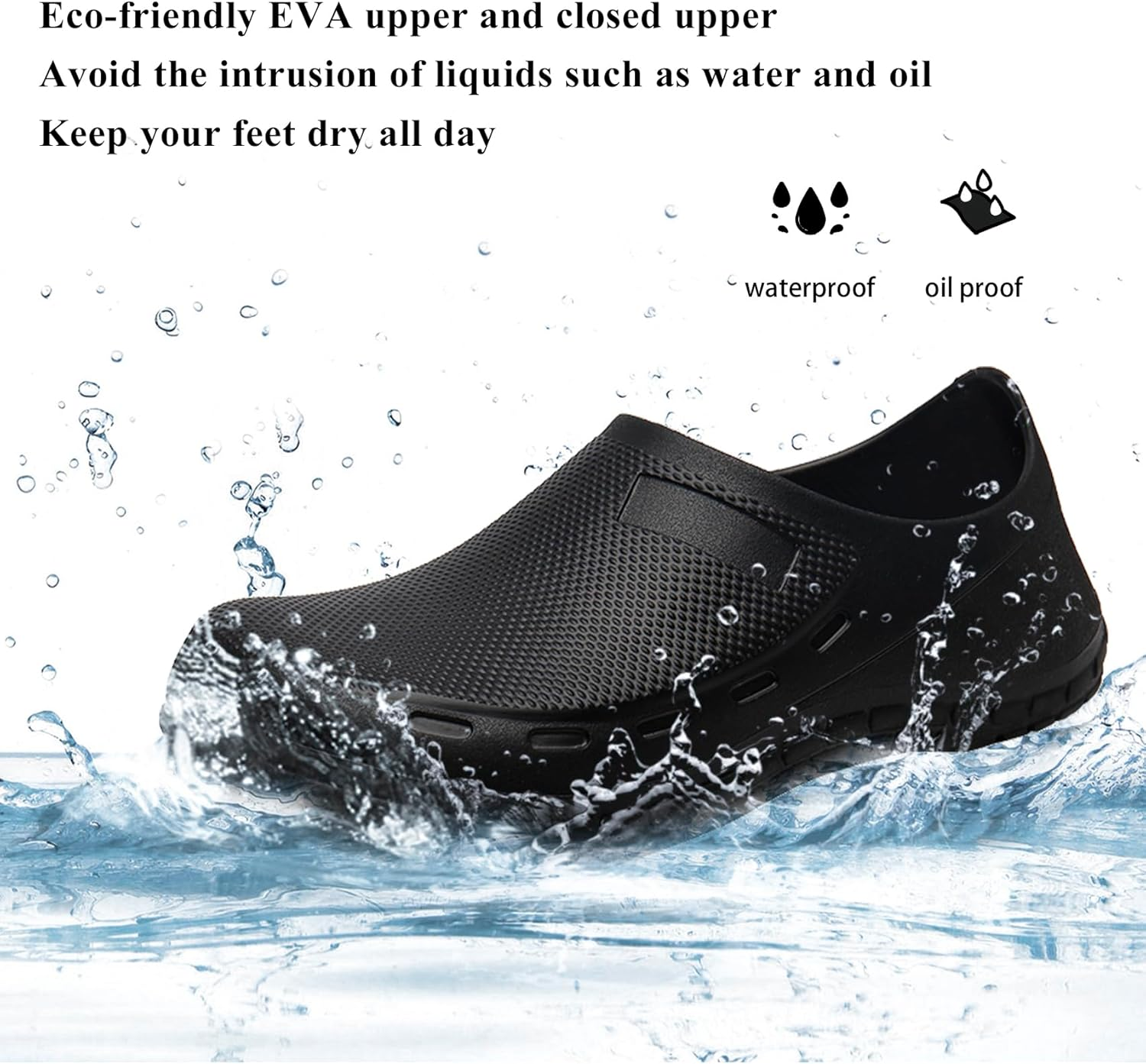 Haifago Men Non Slip Chef Shoes, Waterproof Oil Resistant Kitchen Work Clogs, Food Service Shoes for Restaurant, Zapatos Para Trabajar En Restaurante image number 4