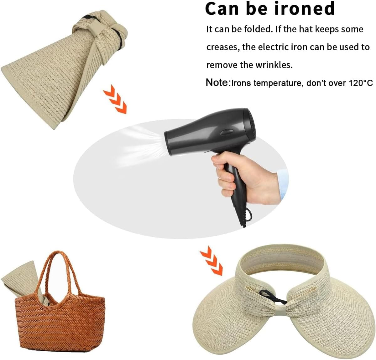 AIMALL Foldable Summer Straw Hat, Korean Style Bow Design, 22-23.62 Inch Adjustable, UV Protection, Lightweight & Travel-Friendly Wide-Brim Visor for Women