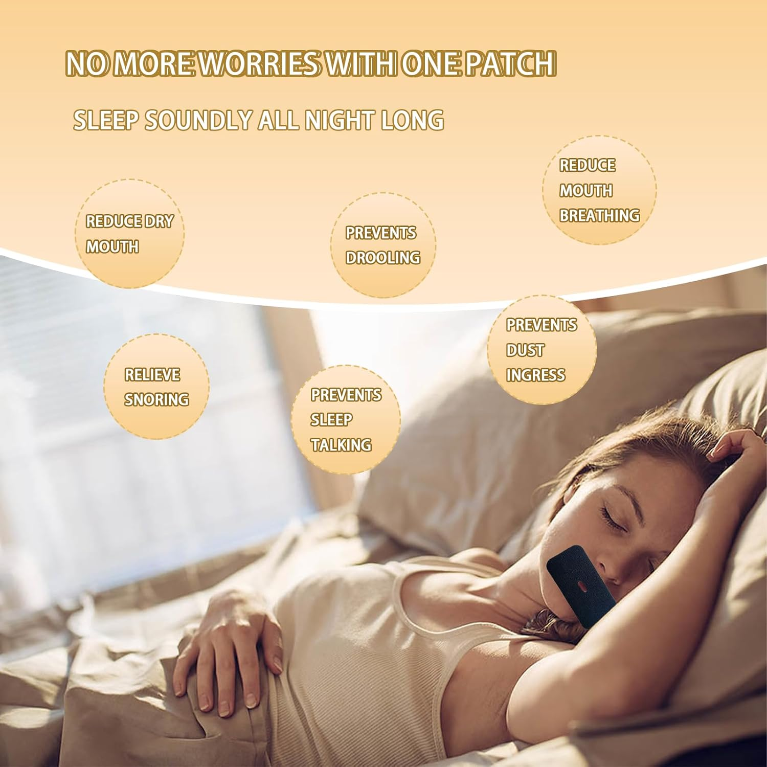 Mouth Tape for Sleeping, 60 Large Size Gentle Anti-Snoring Strips, Breathable Snore Reduction Aid for Better Sleep, Comfortable Hypoallergenic Rayon Mouth Tape for Snoring Relief (8.0X4.0Cm) image number 4