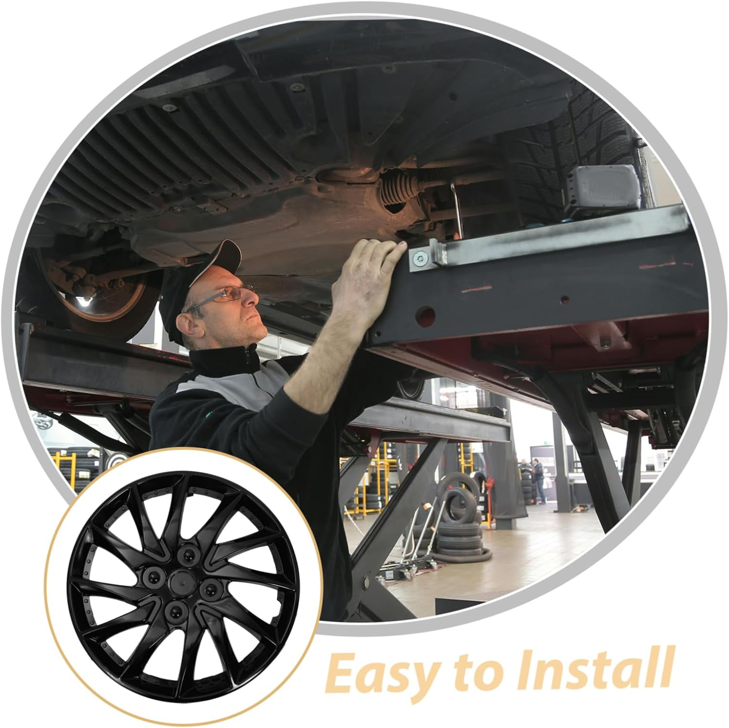 MUSISALY 14 Inch Wheel Hubcaps Car Wheel Hub Cap Covers with Protective Pp Construction Suitable for Most Vehicles image number 4