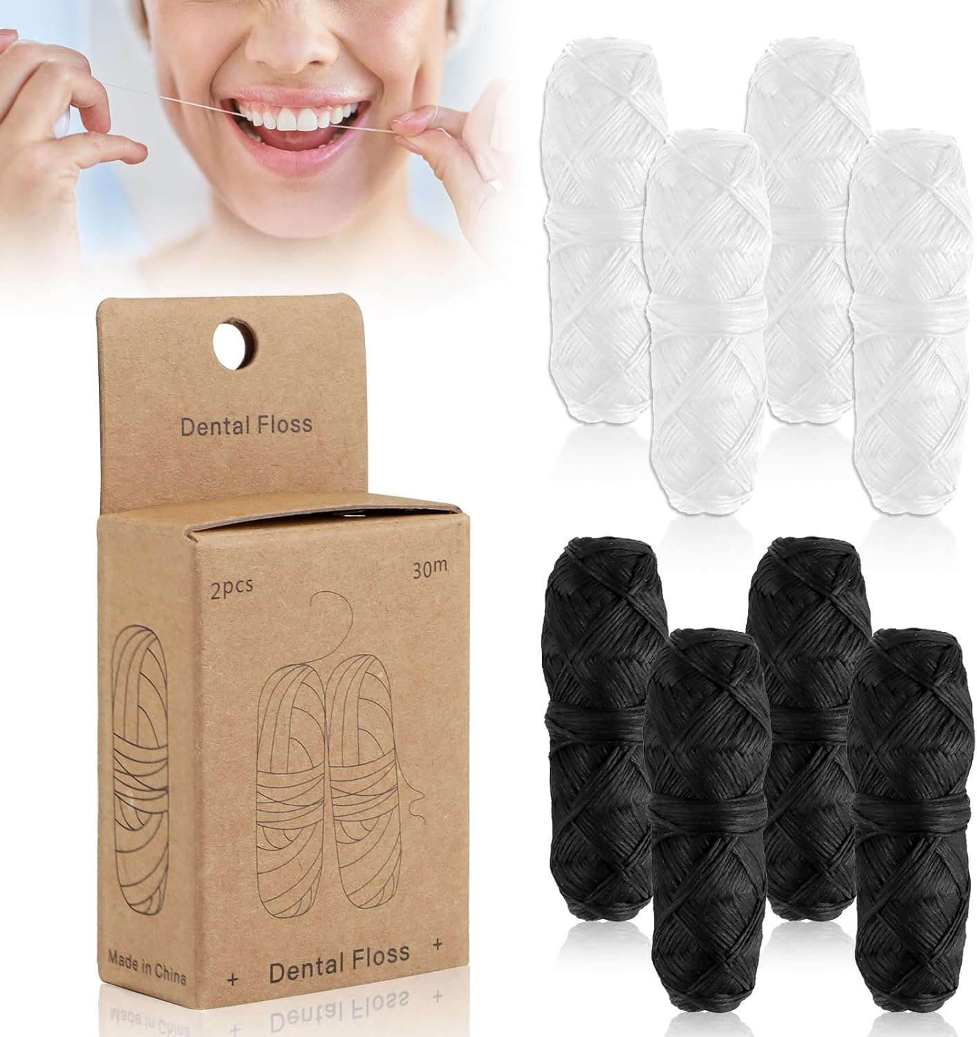 8 Pcs Dental Floss Refill, Biodegradable Bamboo Charcoal & Corn Dental Floss, Eco-Friendly Oral Care Set, Compostable Plastic Free Waxed with Natural, Sustainable Teeth Hygiene Supply 8 X 30M image number 6