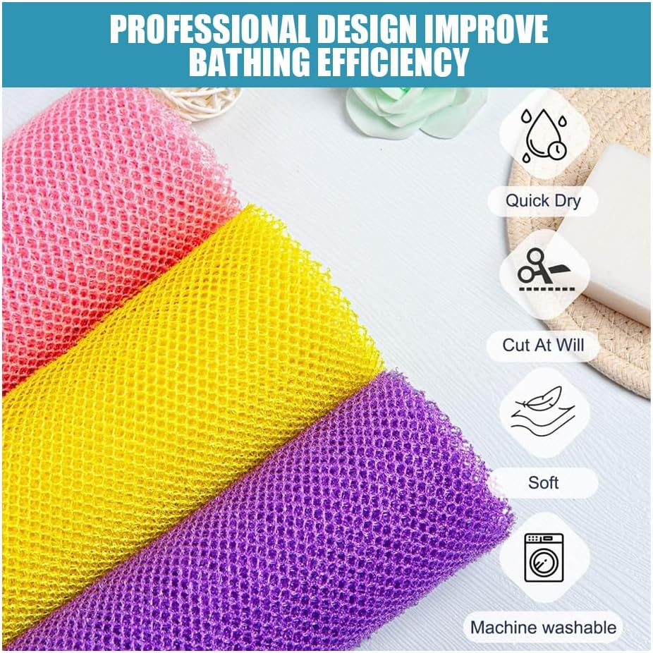 4Pcs African Net Sponge, African Exfoliating Net for Body, African Wash Net Shower Body Scrubber(Yellow, Blue, Pink, Purple) (Yellow, Blue, Pink, Purple) image number 6