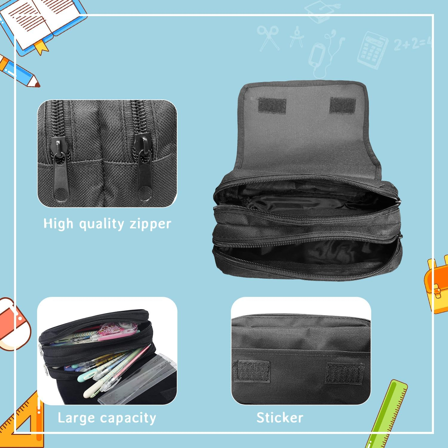 UBBY Solo Leveling Pencil Case Double Layer with Zipper 20 X 10 X 9 Cm Pencil Case for School Office Travel Teens - Polymorphism image number 6