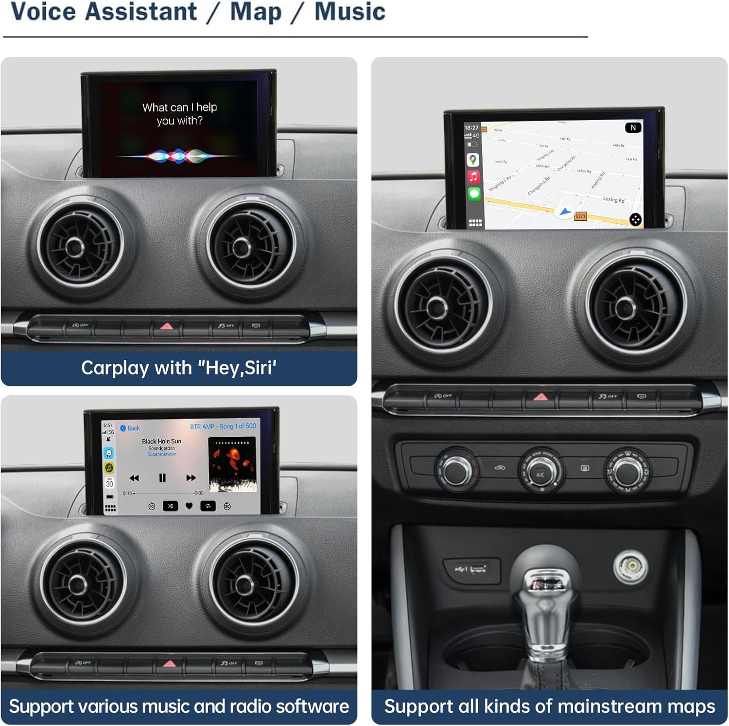 Ninetom Wireless Carplay Android Auto Retrofit Kit Compatible with 2013-2018 Audi A3/S3, Carplay Module Receiver Box Support Navigation, Maps, Music, Mirroring, Camera