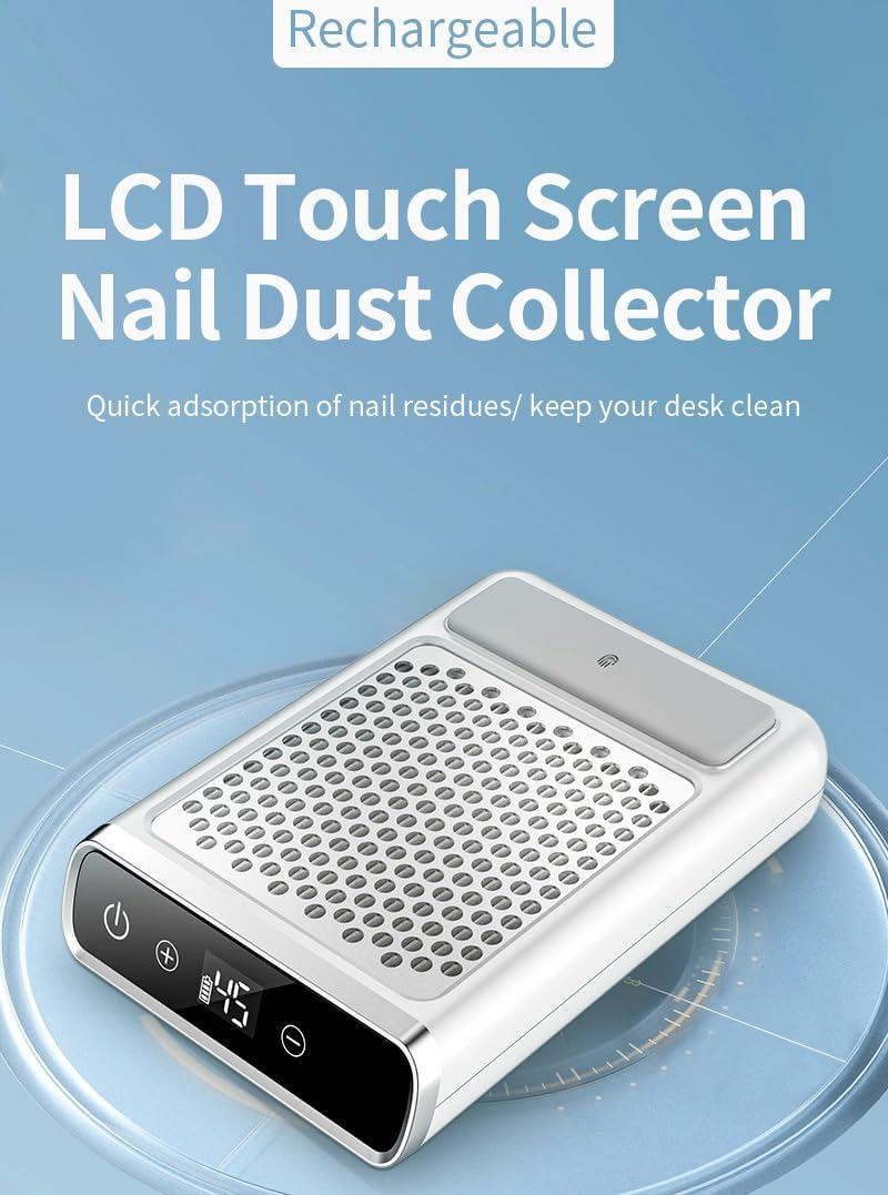 Nail Dust Collector, 80W Rechargeable Nail Extractor, Vacuum Portable Acrylic Nail Dust Cleaner, Fan Speed 4500 RPM, Perfect for Home Salon Use, Low Noise image number 3